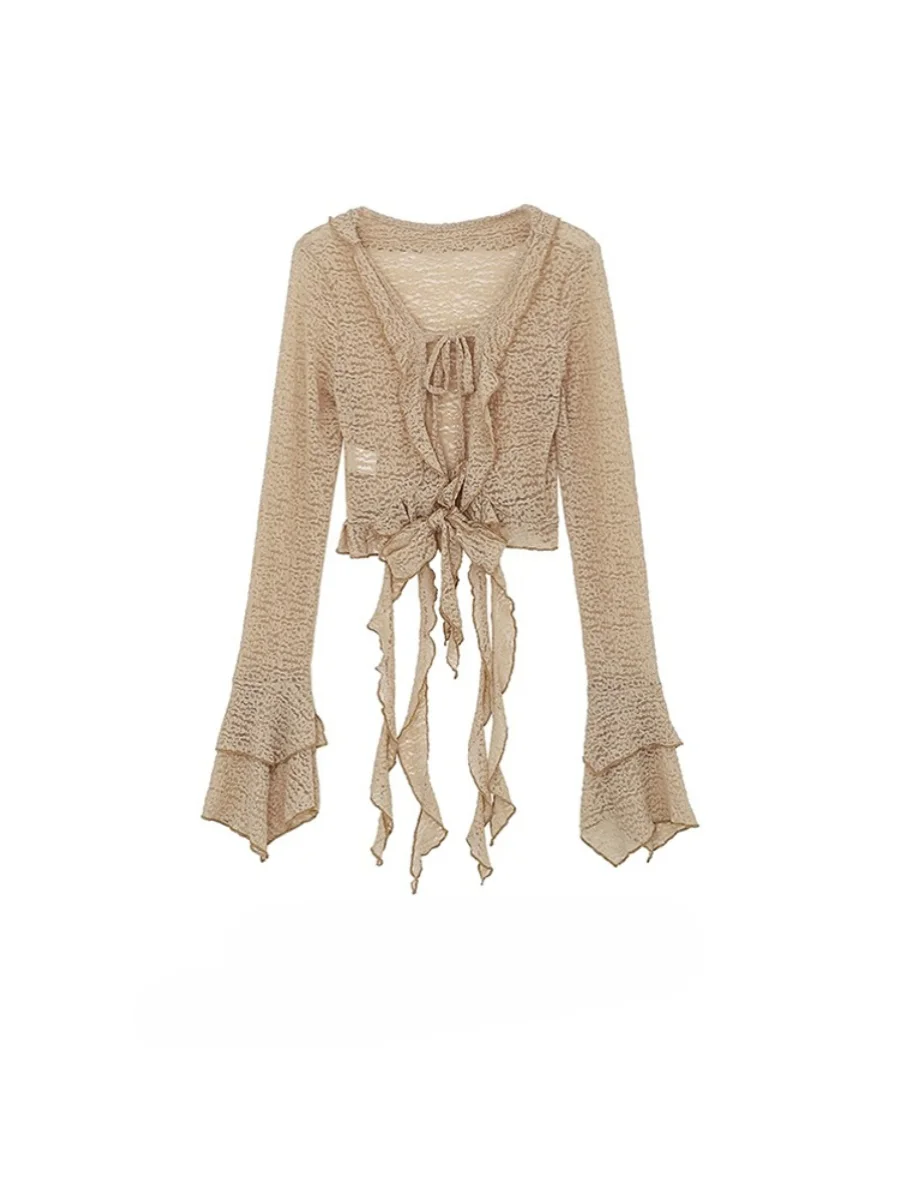 

American Sle Lace Strap Vest Women Summer New Sexy Spicy Girl Inner Wear Outer Wear Early Spring Top Cardigan Two Piece Set