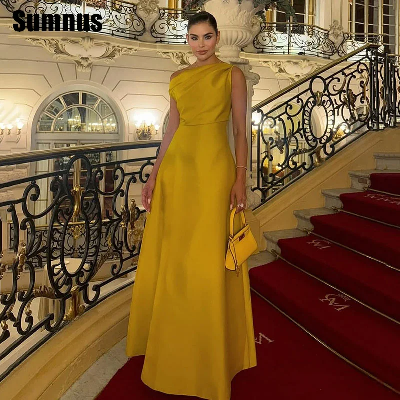 

Sumnus Современные вечерние платья трапециевидной формы на одно плечо без рукавов длиной до пола, торжественное платье فساتين سهرة по индивидуальному заказу