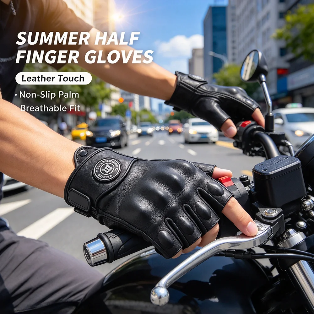 Vintage Retro Style Motorcycle Cycling Gloves Triple Protection Touchscreen Tips & Ventilated Design Best for Urban/Riding Item