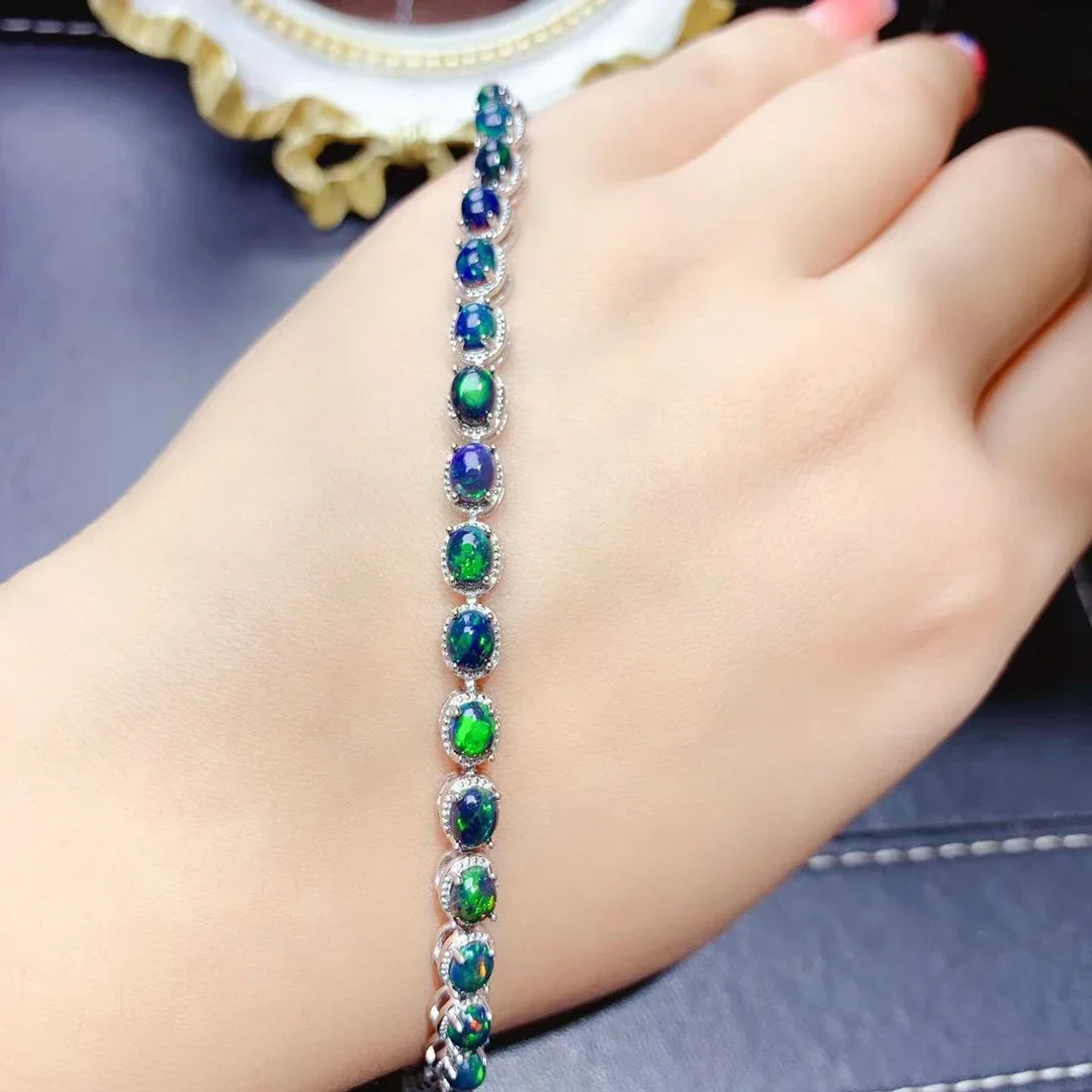 

Free shipping on All natural Opal Women's luxury Women's Jewelry 925 sterling silver bangle New Gem Christmas gift for women