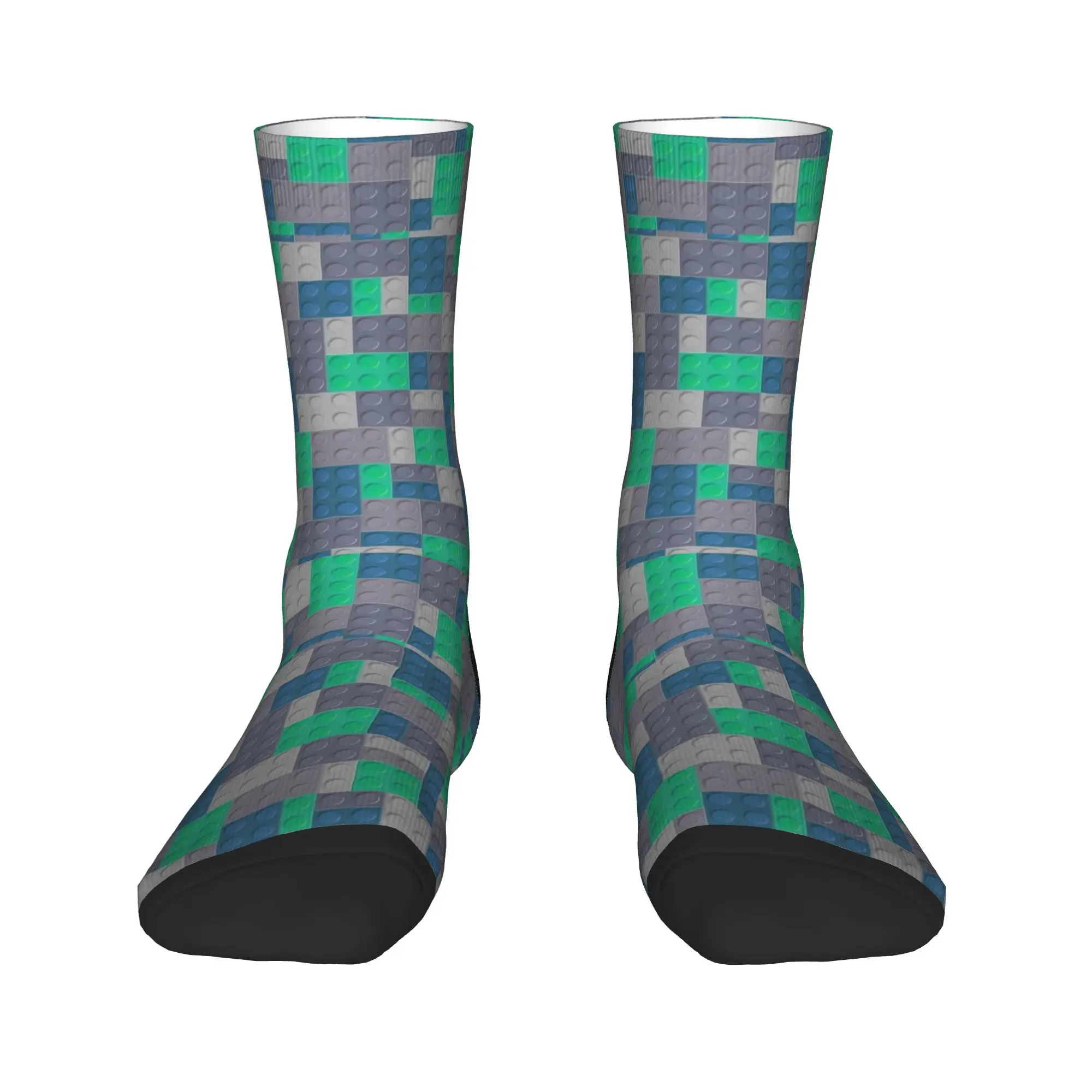 Building Blocks Toys Green And Grey Stockings Graphic Elegant Socks Autumn Anti Skid Socks Men Running Sports High Quality Socks