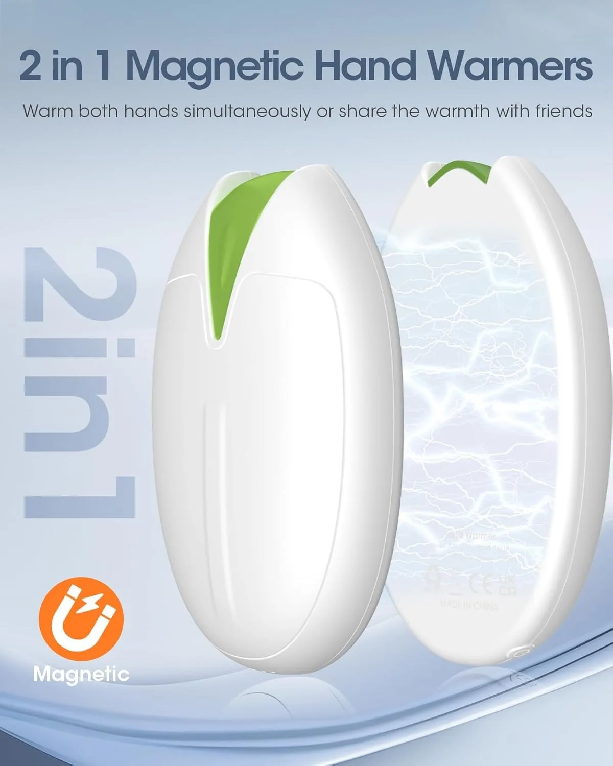 Aquecedor de mãos 3 níveis ajustáveis portátil 2 em 1 1s aquecimento rápido recarregável USB aquecedor de mão 6000mAh para pesca