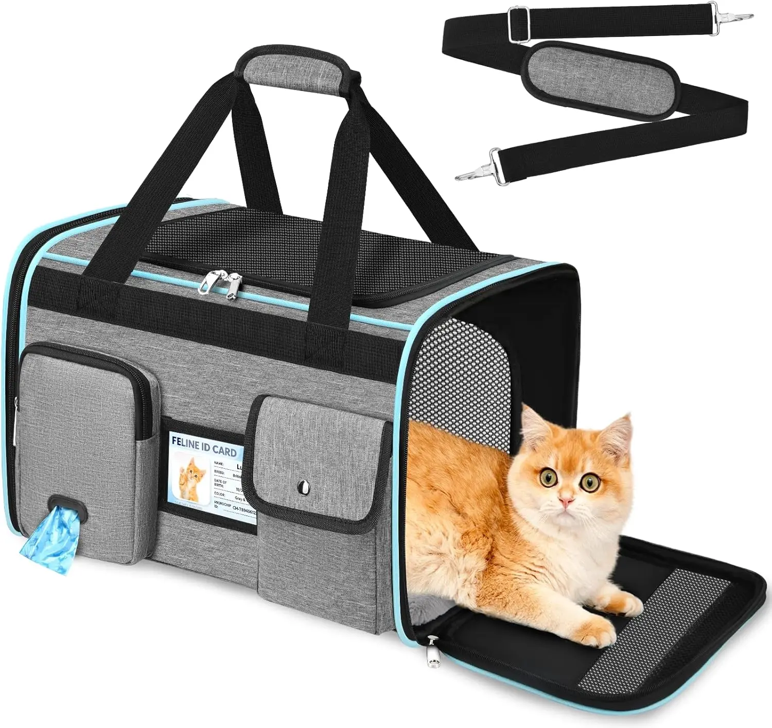 

Soft-Sided Cat Carrier Airline Approved,Dog Carriers for Small Dogs Medium Cats,Pet Travel Carrier Up to 20 Lbs,Collapsible C