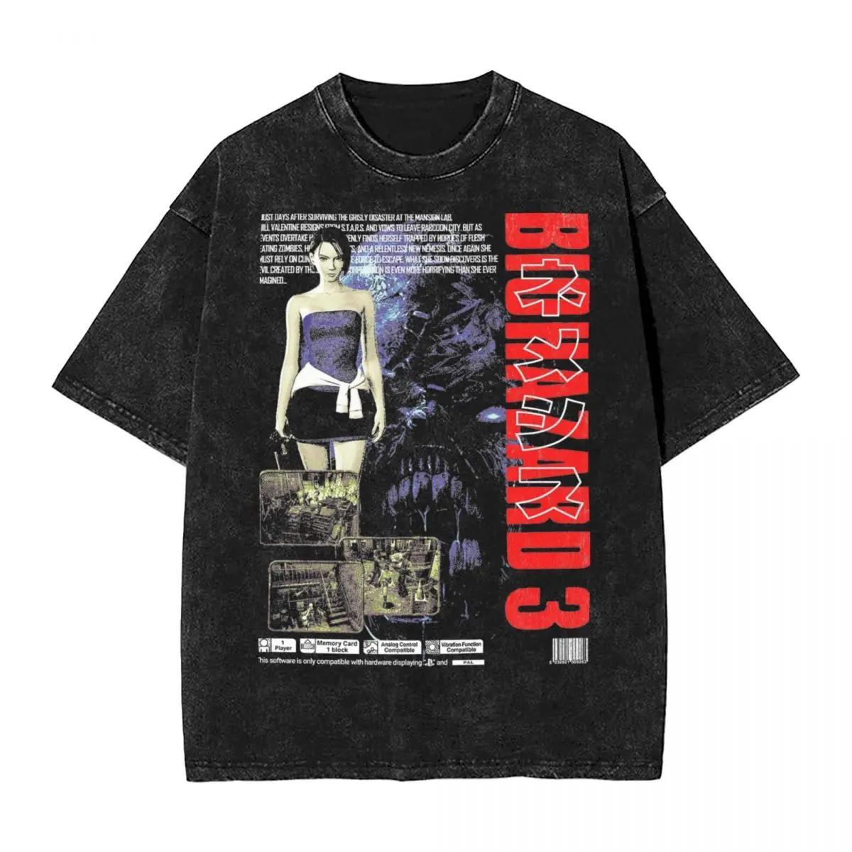 Residents Evils Biohazard 3 T Shirt Washed Short Sleeve Harajuku T-Shirts Horror Game Fashion Men Women Tops Graphic Tops Tees