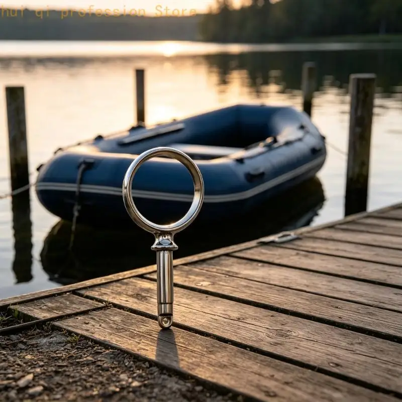 Boat Oar Storage Support with Circular Frame, Polished Finish and Through-Hole Mounting Pin, Designed for Routine Use in Damp