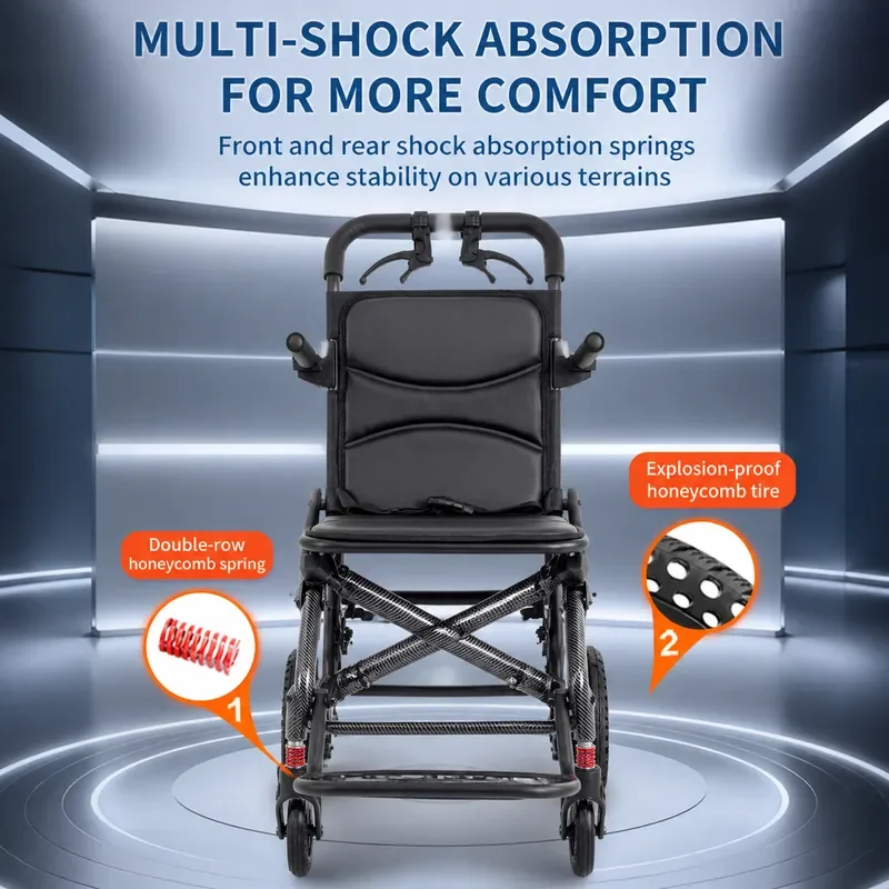 Ultra Light Folding Wheelchair Portable Small Travel Trolley for Elderly and Paralyzed Simple Design Easy to Carry