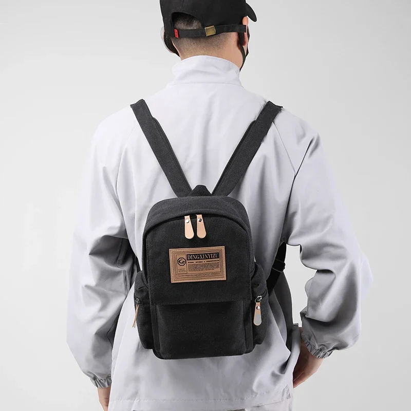 

New Fashion Style Men Daily Large Capacity Business Crossbody Students Canvas Chest Bags With Big Pocket Multi-Zipper For Travel