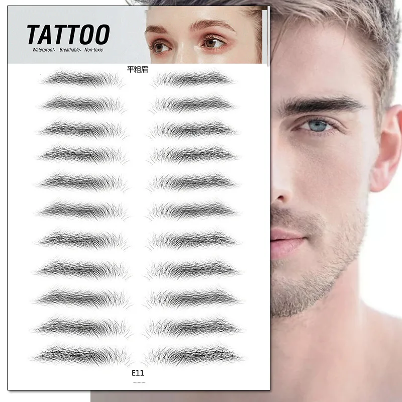 4D Eyebrow Tattoo Sticker Hair-Like False Eyebrows Waterproof Long Lasting Water Transfer Eye Brow Stickers Makeup Cosmetics