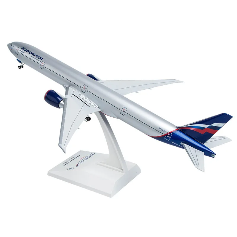 1:200 Scale Assembled Aircraft Model  777-300ER Russian Airlines Solid ABS Material Simulation Collectible Toy Gift