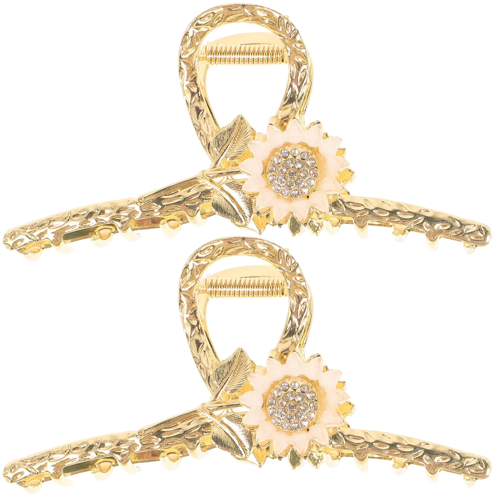 

2Pcs Water Drill Hair Claw Clips Sunflower Design Nonslip Metal Jaw Clips Decorative Hair Accessories for Women