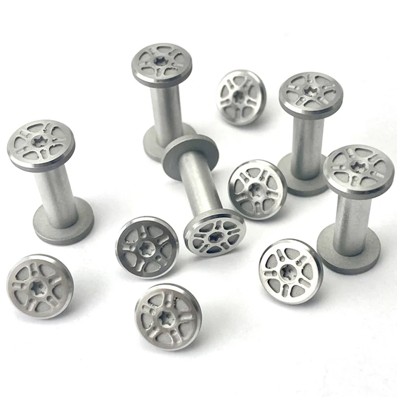 12 Sets/lot Stainless Steel Bagua Style Knife Handle Pairs Locking Screws M3.5 Thread T8 Torx Spindle Nail Riverts Fastener Bolt