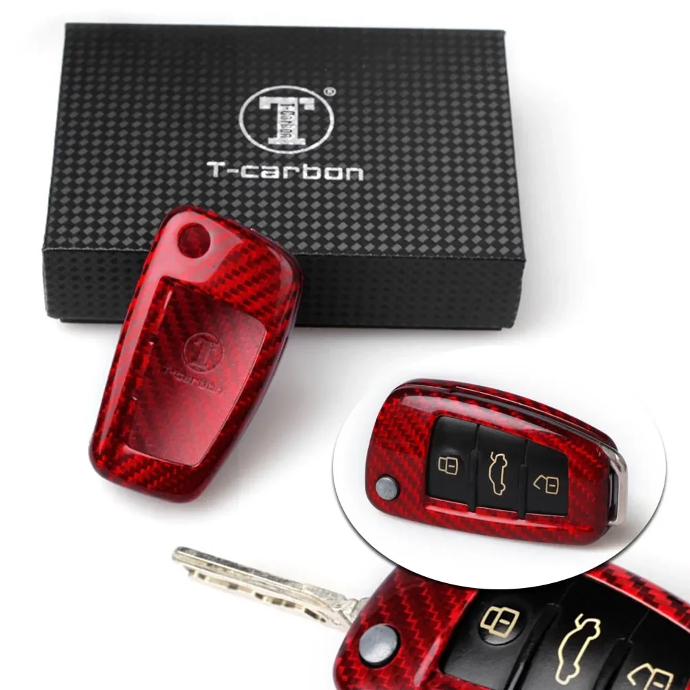 Accessories For AUDI A6 TT A3 Q3 A1 A4 Q7 S3 Real Carbon Fiber Remote Key Shell Cover Fob Case