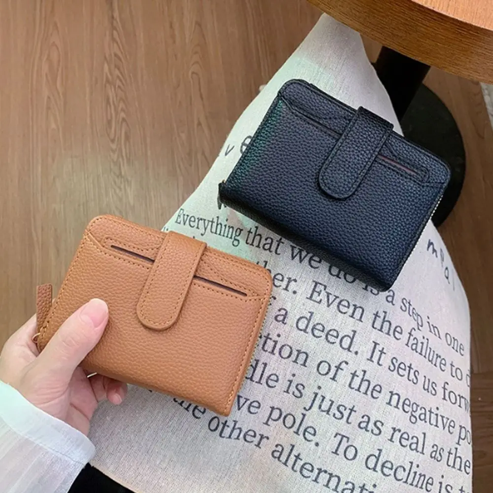 Fashionable PU Leather Women's Wallet Zipper Multiple Card Slots Card Holder Zipper Closure Solid Color Coin Purse For Women