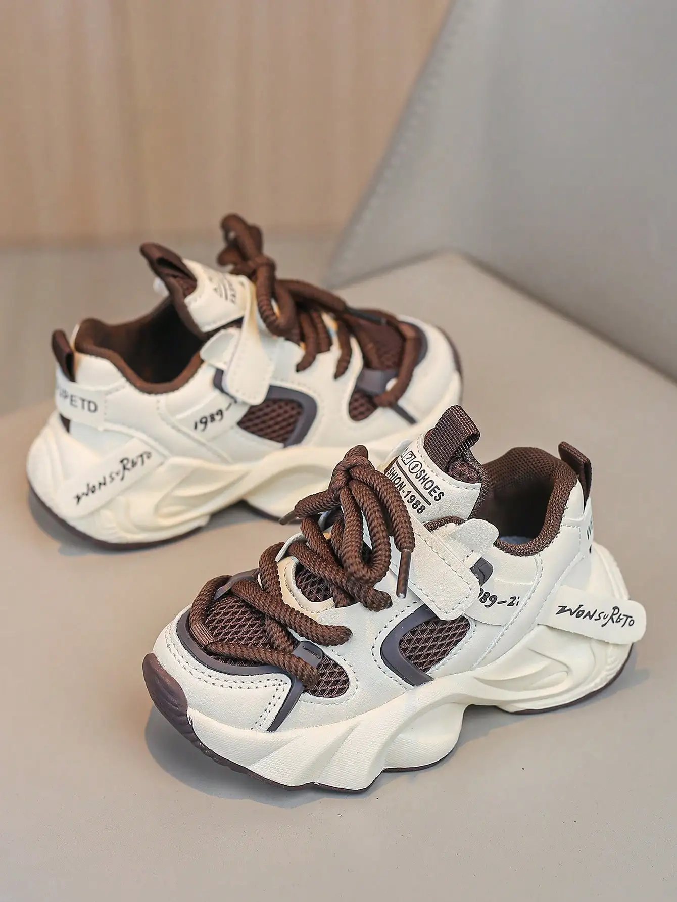 Kids Breathable Mesh Sneakers, Spring Autumn New Style Boys Casual Shoes Girls Running Shoes, Fashionable Chunky Trainers