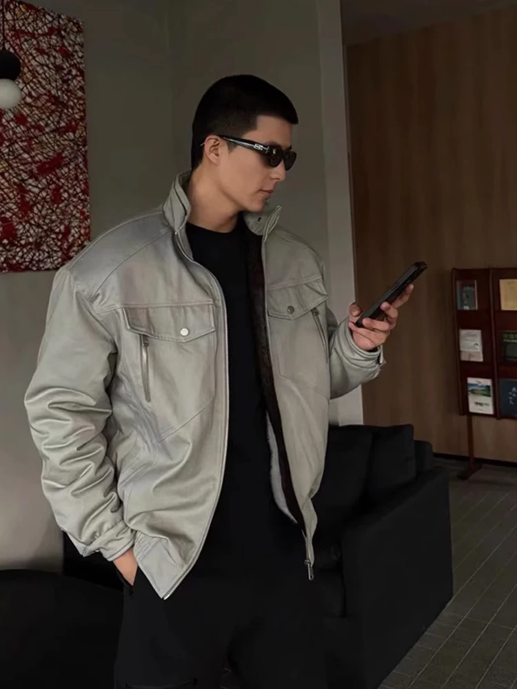 

Thiened Canvas Pilot Jaet for Men Winter Warm Bao En Mu Snakes Year Mount Python Military Fce Lined Outerwear Coat