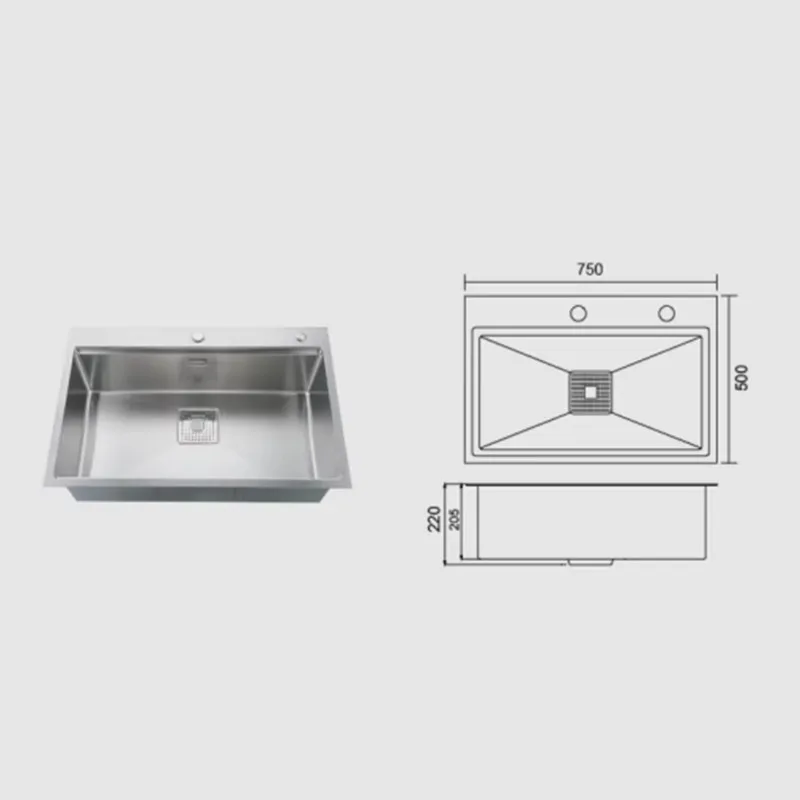 Brushed Rectangular 316 Stainless Steel Modern Counter Single-Basin Kitchen Single Faucet Hole Easy Cleaning 5 Year Warranty