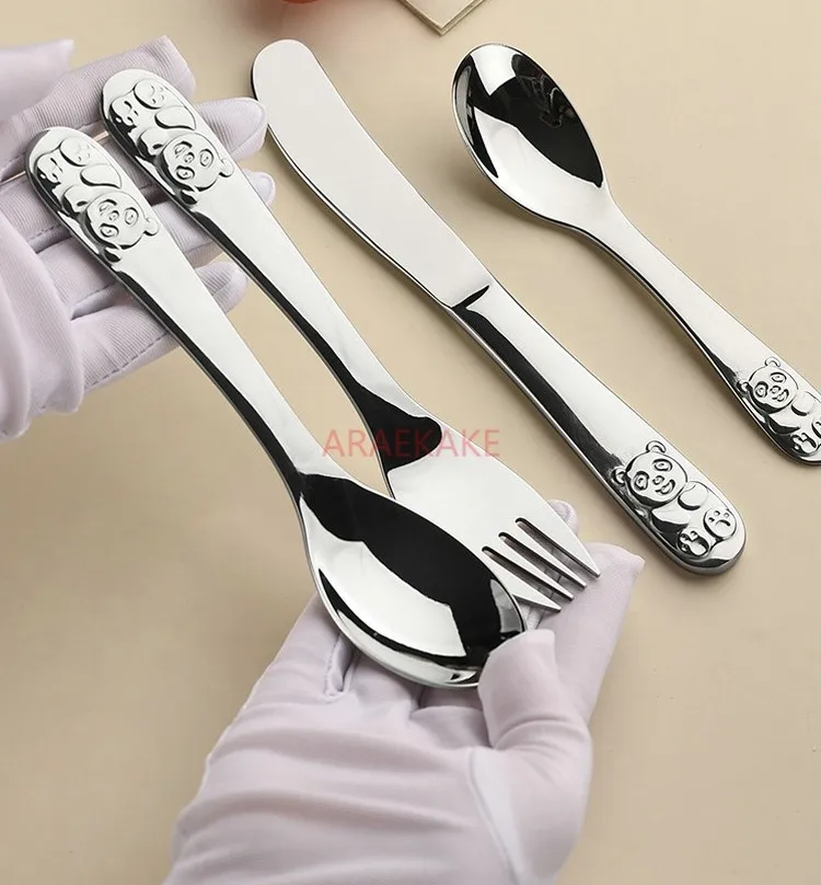 Children's Knife, Fork, 304 Stainless Steel Kindergarten Student Only Steak Eating Knife, Fork, Spoon Cartoon Baby Eating Spoon