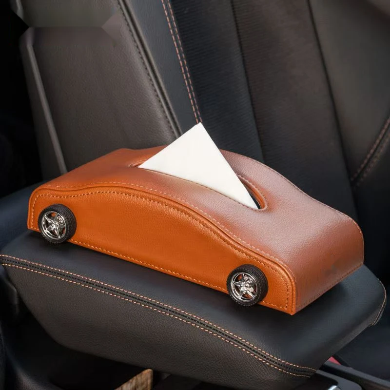 Leather Car Tissue Box for Audi Ford Volkswagen BYD Nissan Peugeot Towel Napkin Holder Paper Rack Organizer Storage Block Type