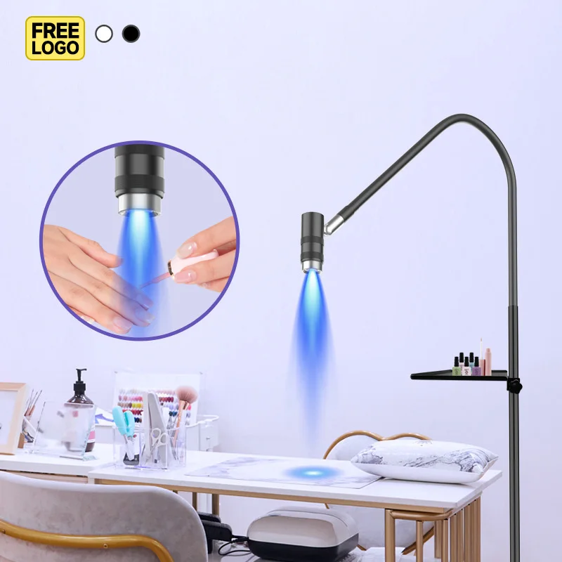 

Free custom logo GX450U Professional UV Eyelash Lamp Floor Standing uv Light Adjustable Gooseneck Dimmable LED Lash Light