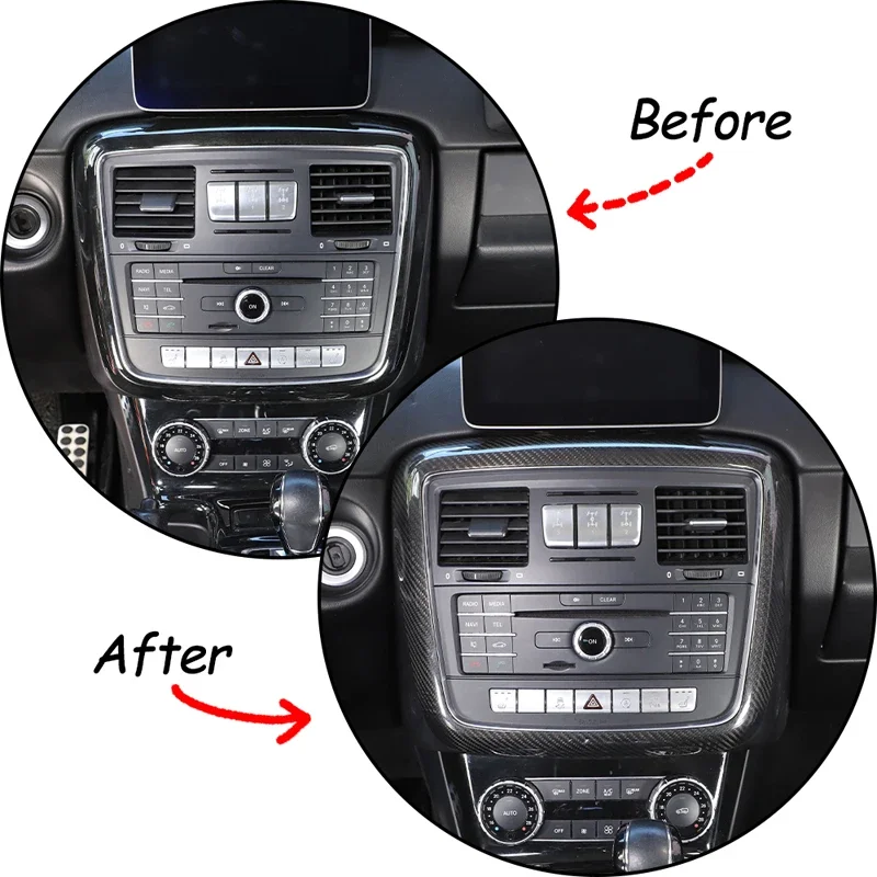 

For 12-18 Mercedes-Benz G-Class Car Central Control CD Panel Frame Real Carbon Fiber Interior Accessories
