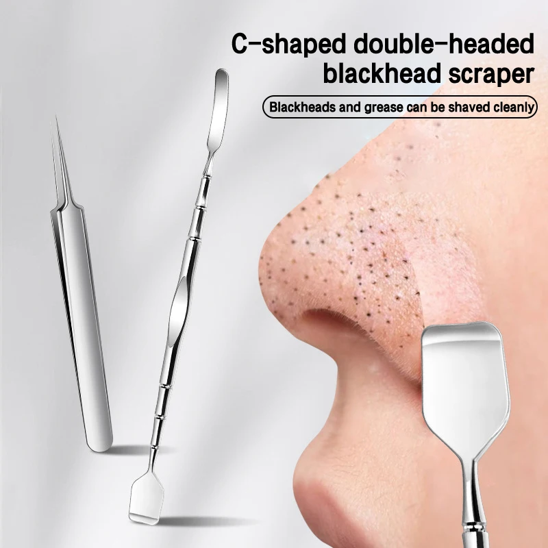 Two-sided Blackhead Remover Spatula Nose Face Blemish Pore Cleaner Blackhead Clip Tweezers Beauty Face Health Salon Tool