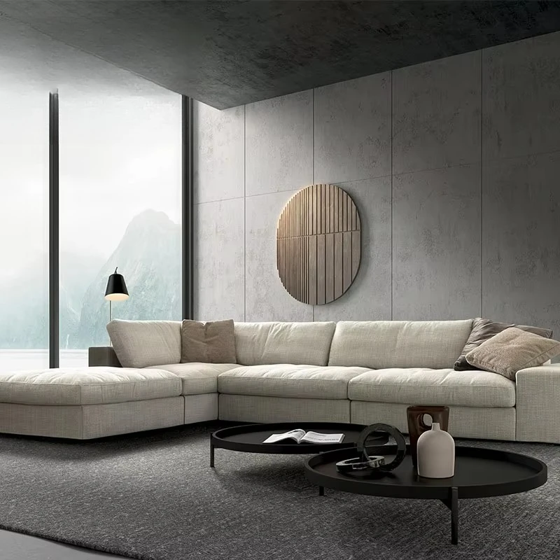 Italy Modern Sofa Hotel Lobby  Sofa Microfiber Fabric  Lounge Living Room Furniture Custom Design Sectional Sofa Set