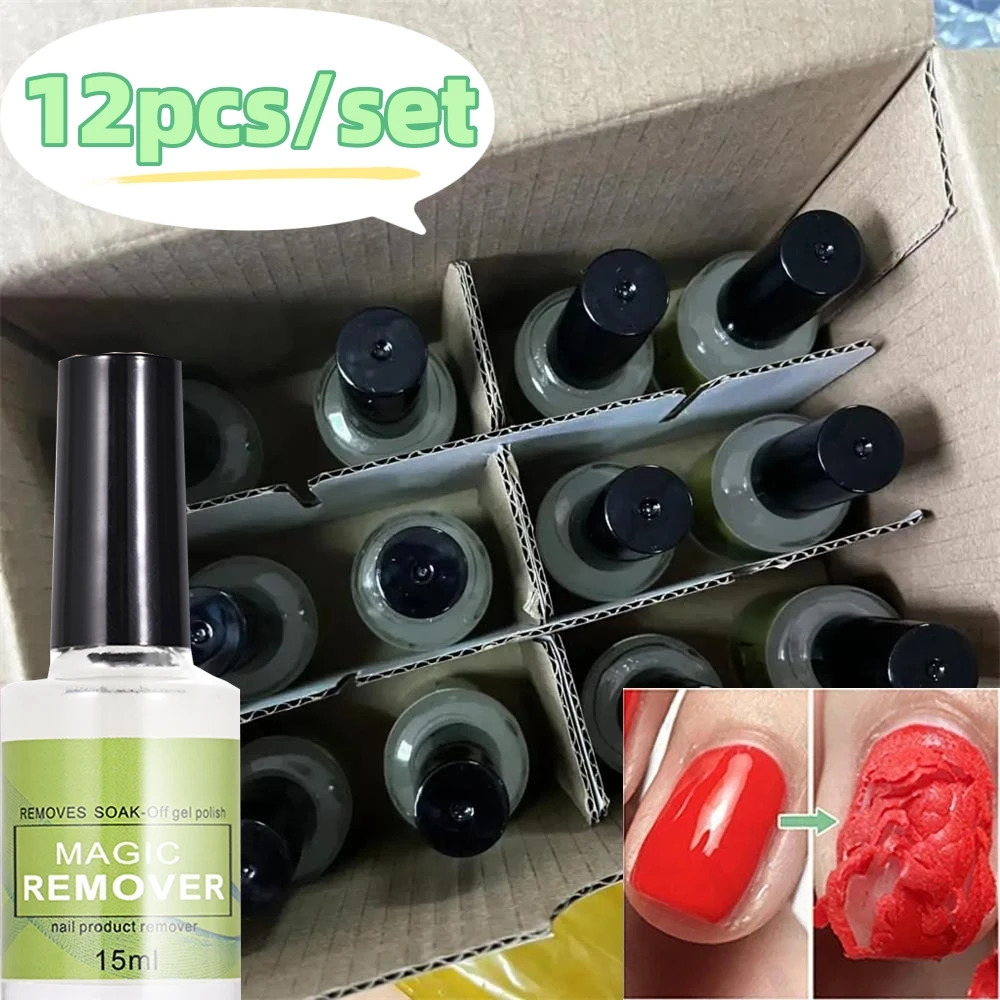 12pcs/Set 15ml Nail Polish Gel Remover Magic Fast Remover Gel Nail Polish Soak Off UV LED Burst Removal Cleaner Nail Art Tools *