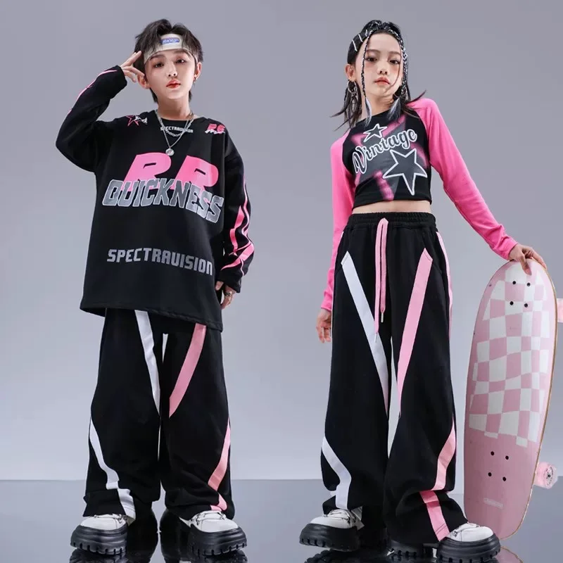 2025 Nieuwe Meisjes Jazz Moderne Dans Kostuum Losse Top Overalls Pak Jongens Hiphop Street Dance Kostuum Stage Performance kostuum