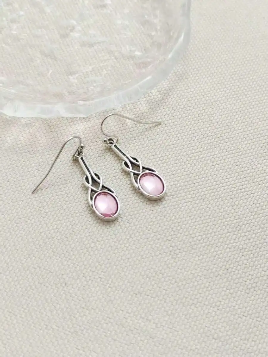 

Elegant Bohemian Style Pink Faux Gemstone Pendant Earrings For Daily Party Travel Wear