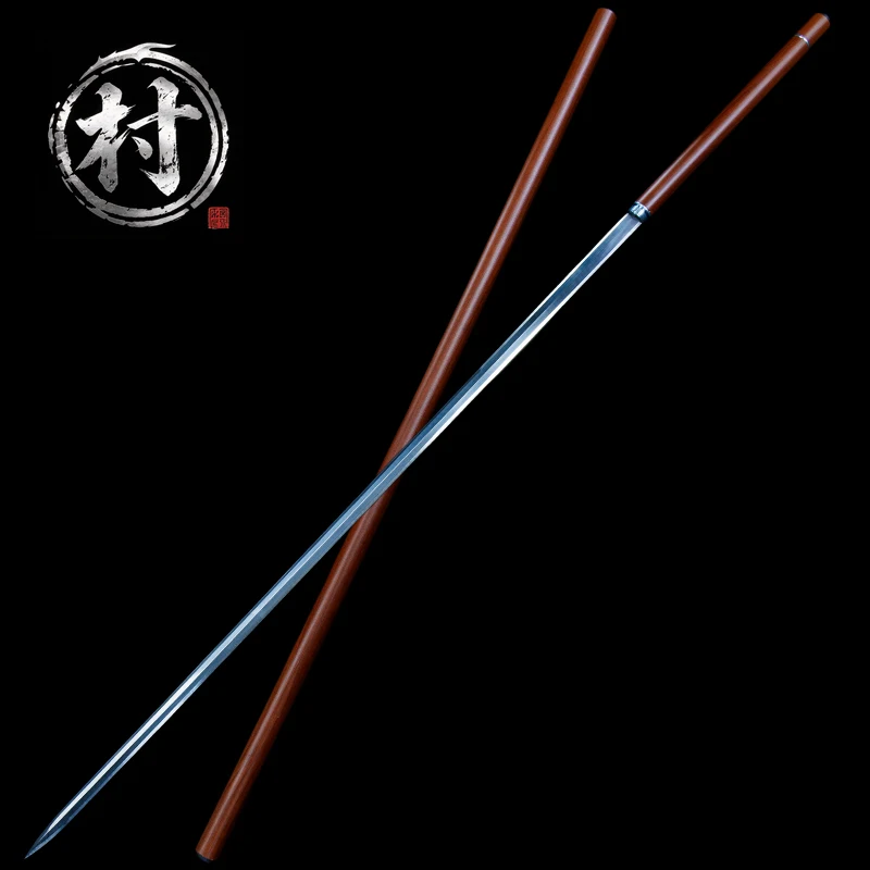 Real Chinese Straight Tang Jian, Manganese Steel Blade, Metal Handle & Scabbard, Decorative Stick Sword Katana for Collection