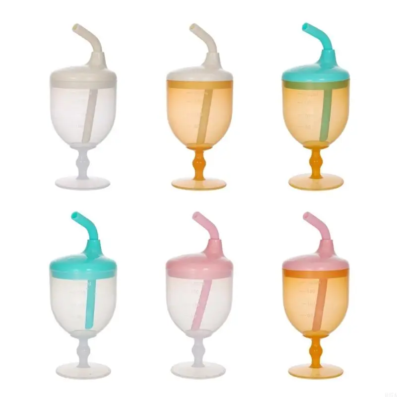 

H37A Easy Grip Toddler Training Cup No Spill 180ml High Footed Baby Leaning to Drink Cup for 6 Months and Above