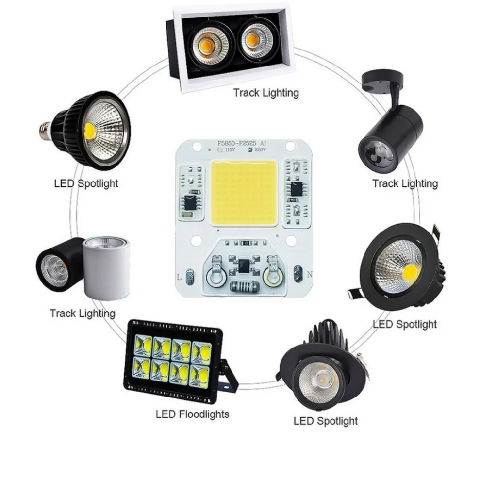 Lámpara LED COB para exteriores, Bombilla de 20W, 30W, 50W, CA 220V, 240V, IP65, IC inteligente, sin necesidad de controlador