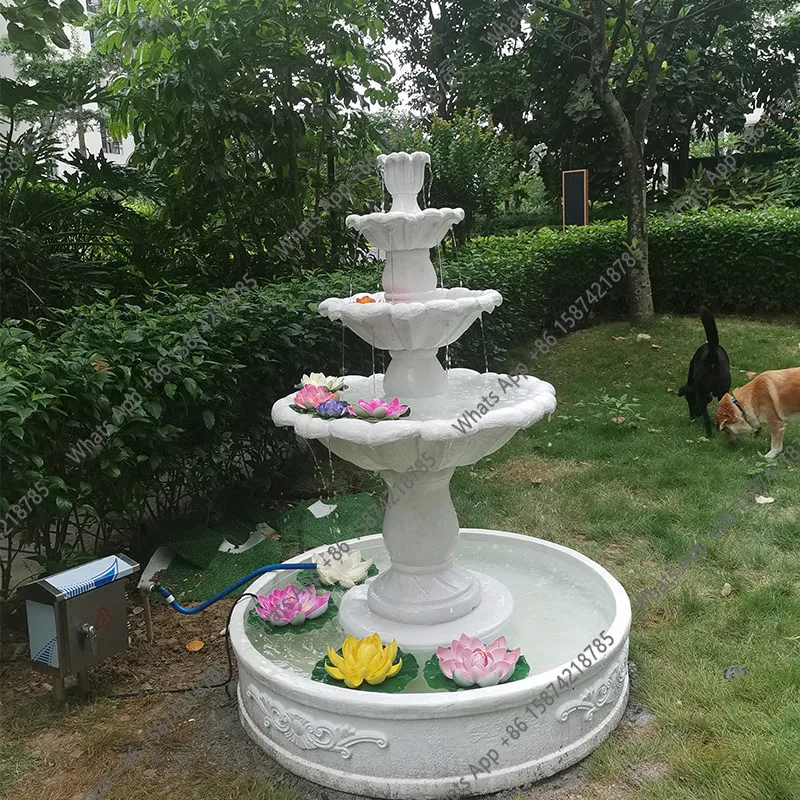 M European-style Three-layer Wedding Fountain, Courtyard Decoration, Balcony Simple Water View, Wishing Pool Ornament
