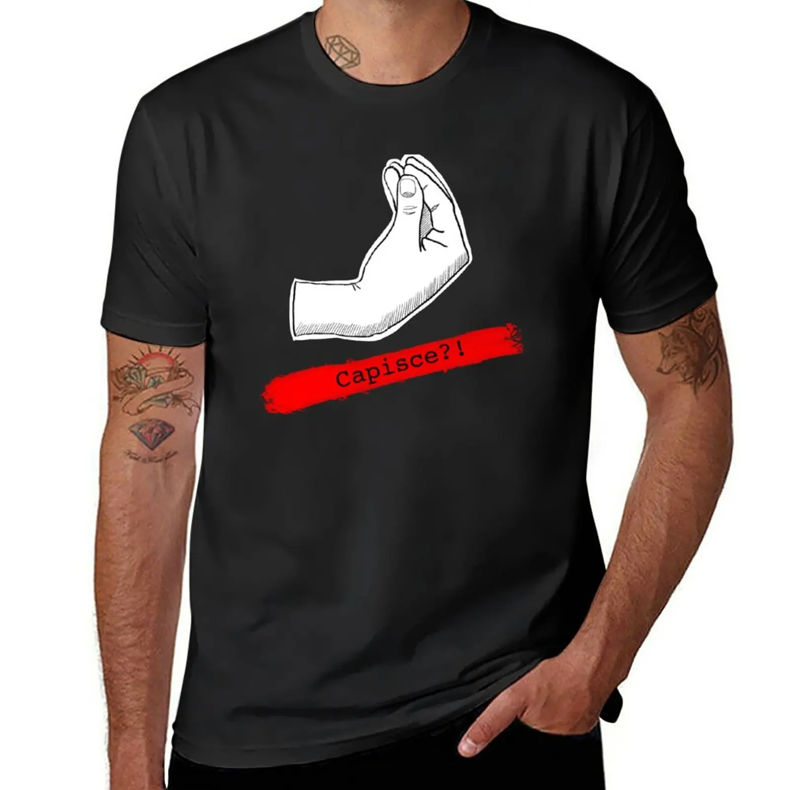 

New Capisce italian hand meme T-Shirt t shirt man black t shirt clothes for men