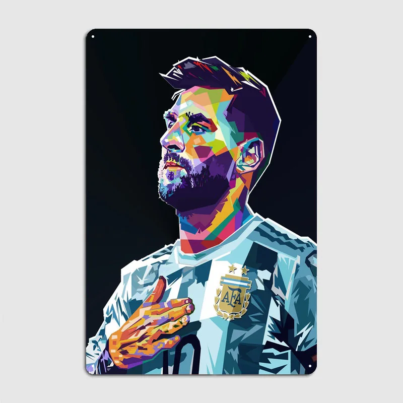 Messi Pop Art Room Decoration Custom Metal Poster Retro Metal Signs for Pub Club Wall Decoration Vintage Tinplate Man Cave Decor