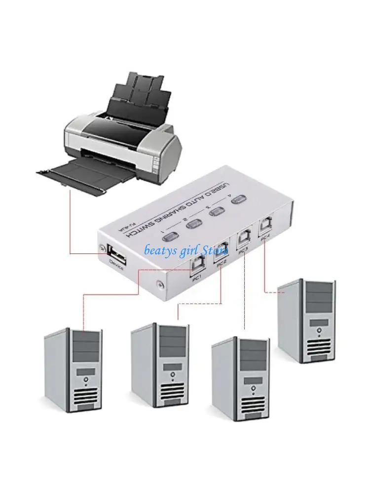 C7AB USB Auto Switcher 2/4 Ports USB2.0 Converter Splitter for 2/4 Share USB Peripherals Printer Office Home USB2.0 Hub