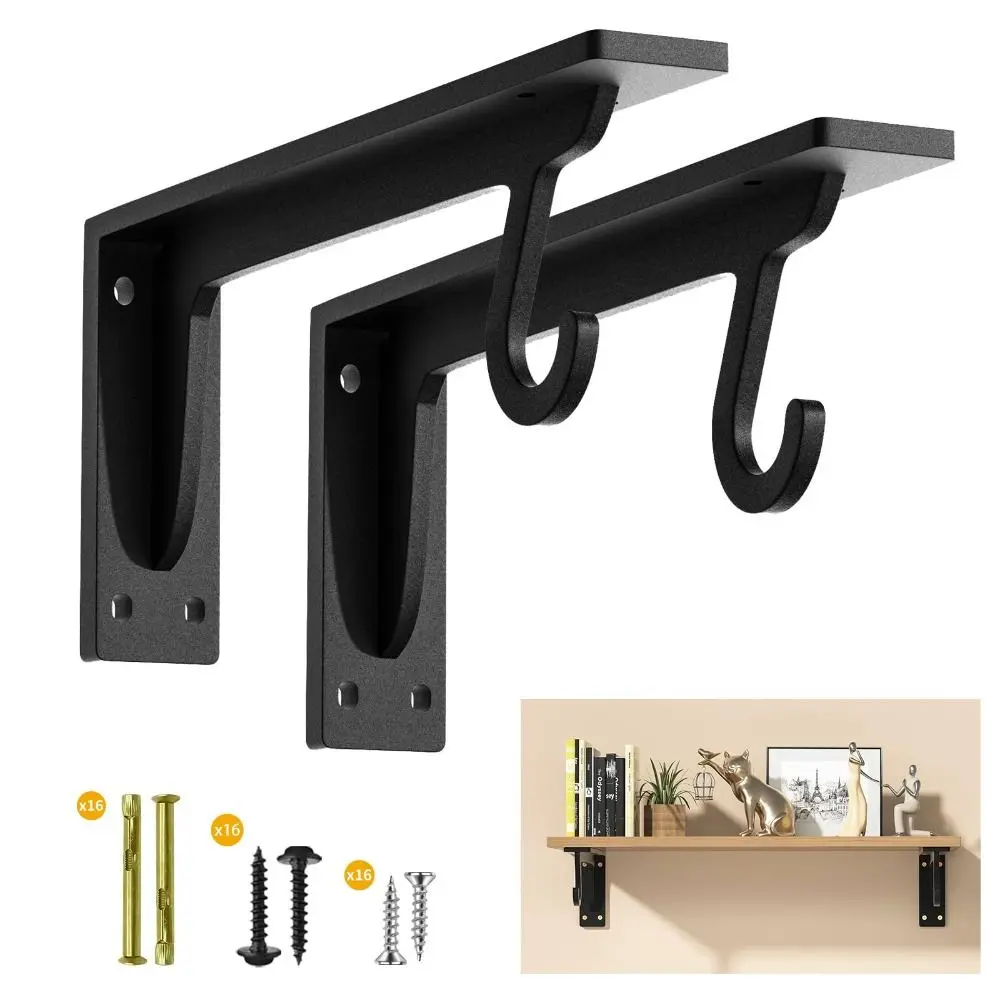 Heavy Duty Closet Shelf Bracket Hook Holder Sturdy Triangle Triangle Hook Bracket Rustproof Easy Installation Wall Mount Hanger