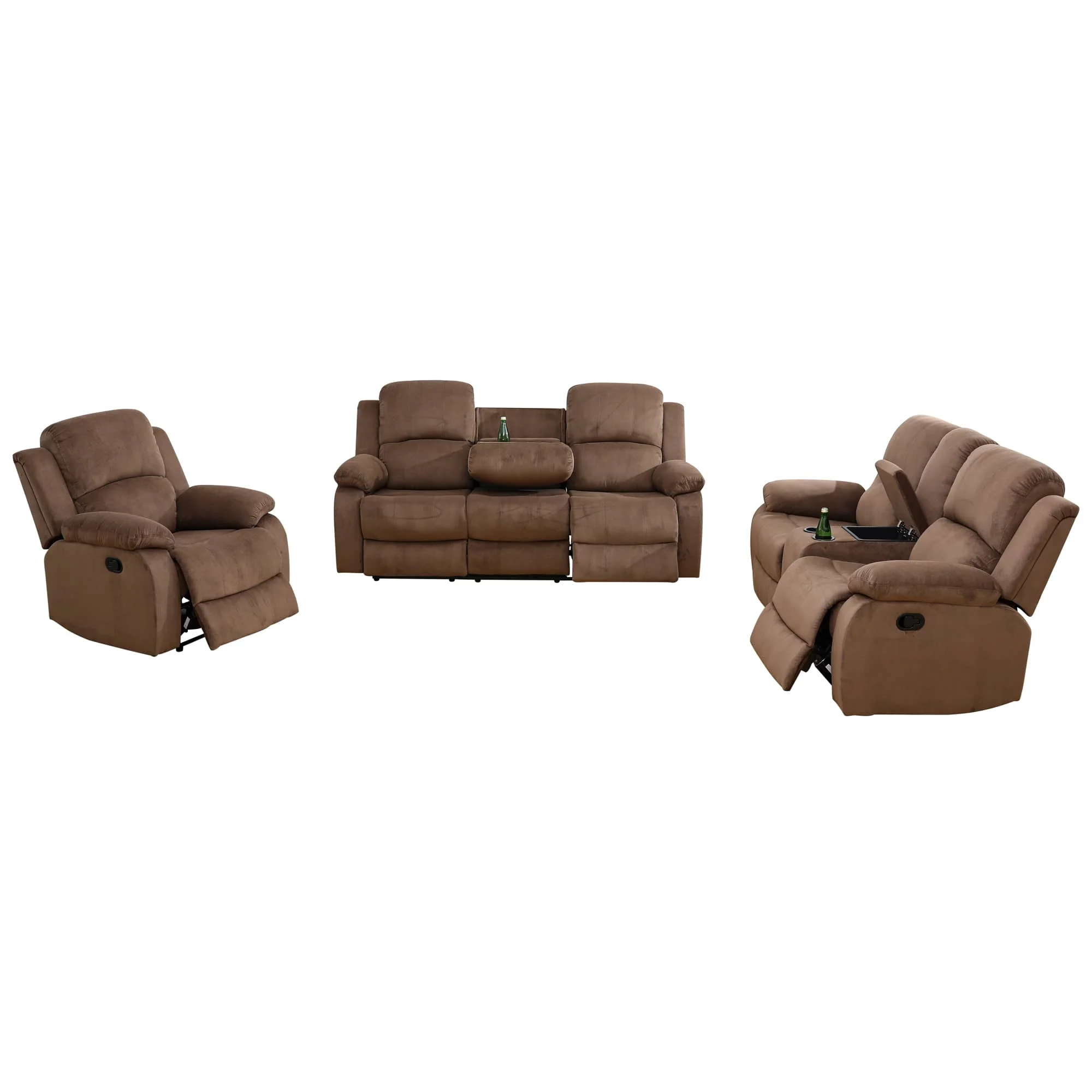 Pineapple Velvet Living Room Power Reclining and LED Lights Recliner Sofa, Brown,GS2896