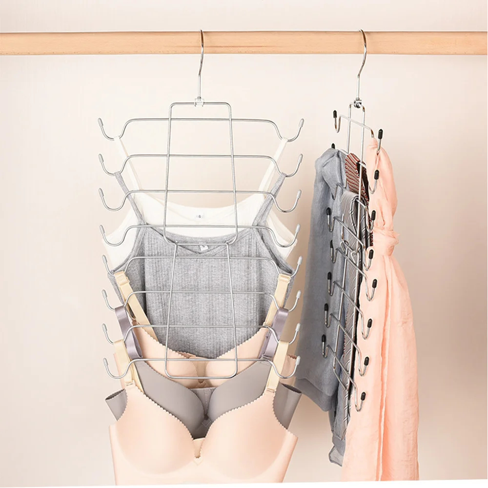 

1-5 PCS Household Stainless Steel Folding Coat Rack Multi-layer Seamless Thickened Underwear Coat Rack Suspender Storage Rack