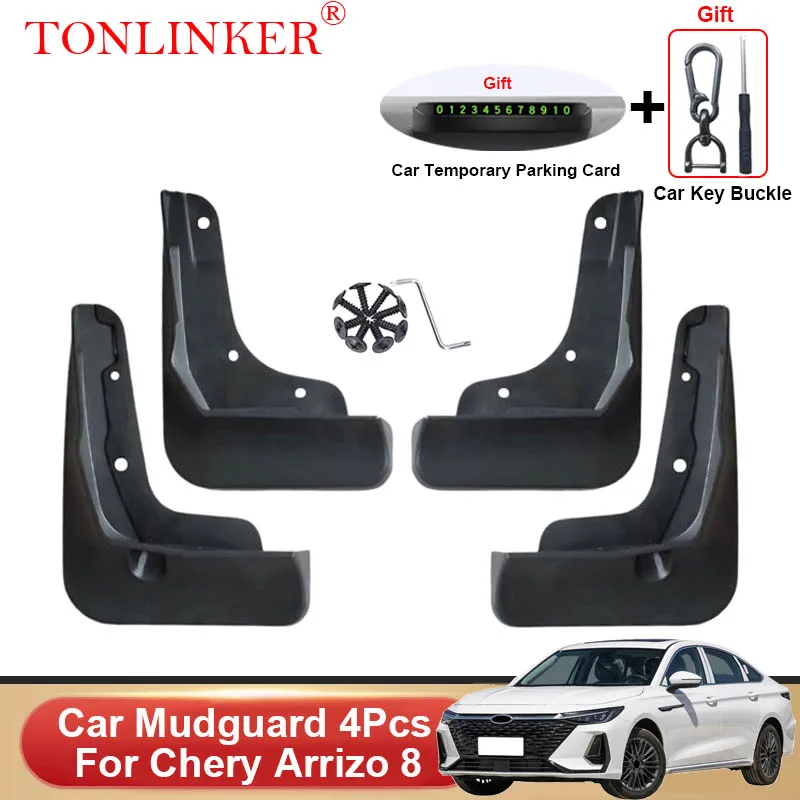 TONLINKER Car Mudguard For Chery Arrizo 8 Sedan 2022 2023-Present Mudguards Splash Guards Front Rear Fender Mudflaps Accessories