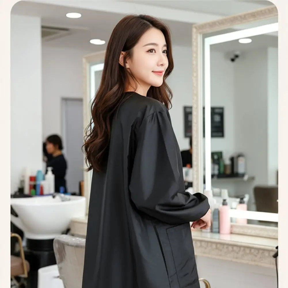 Barber Hair Cutting Gown Long Sleeve Apron Salon Protective Smock Hairdresser Work Uniform Anti Hair Sticking Styling Gear