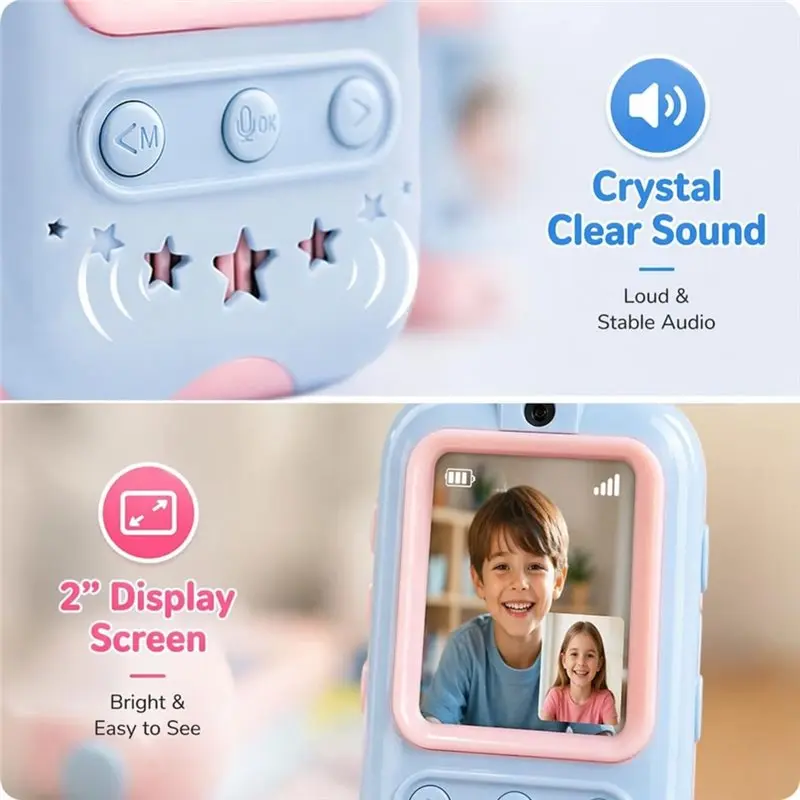 Stylish-2PCS Long Range Walkie Talkies For Kids With 4 Voice Effects, Video Walkie Talkies, Video Call