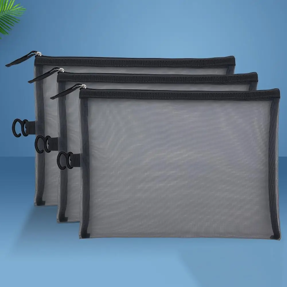 A4 File Holder Space-saving File Storage Bag Durable Nylon Documents Holder with Zipper Closure for School Office Organization