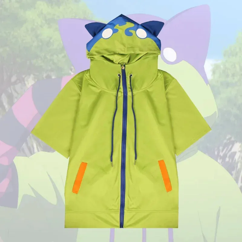 Anime SK8 The Infinity Miya Chinen disfraces Cosplay disfraces de Halloween Reki Kyan traje uniforme verde amarillo Sudadera con capucha mujeres M Coszei