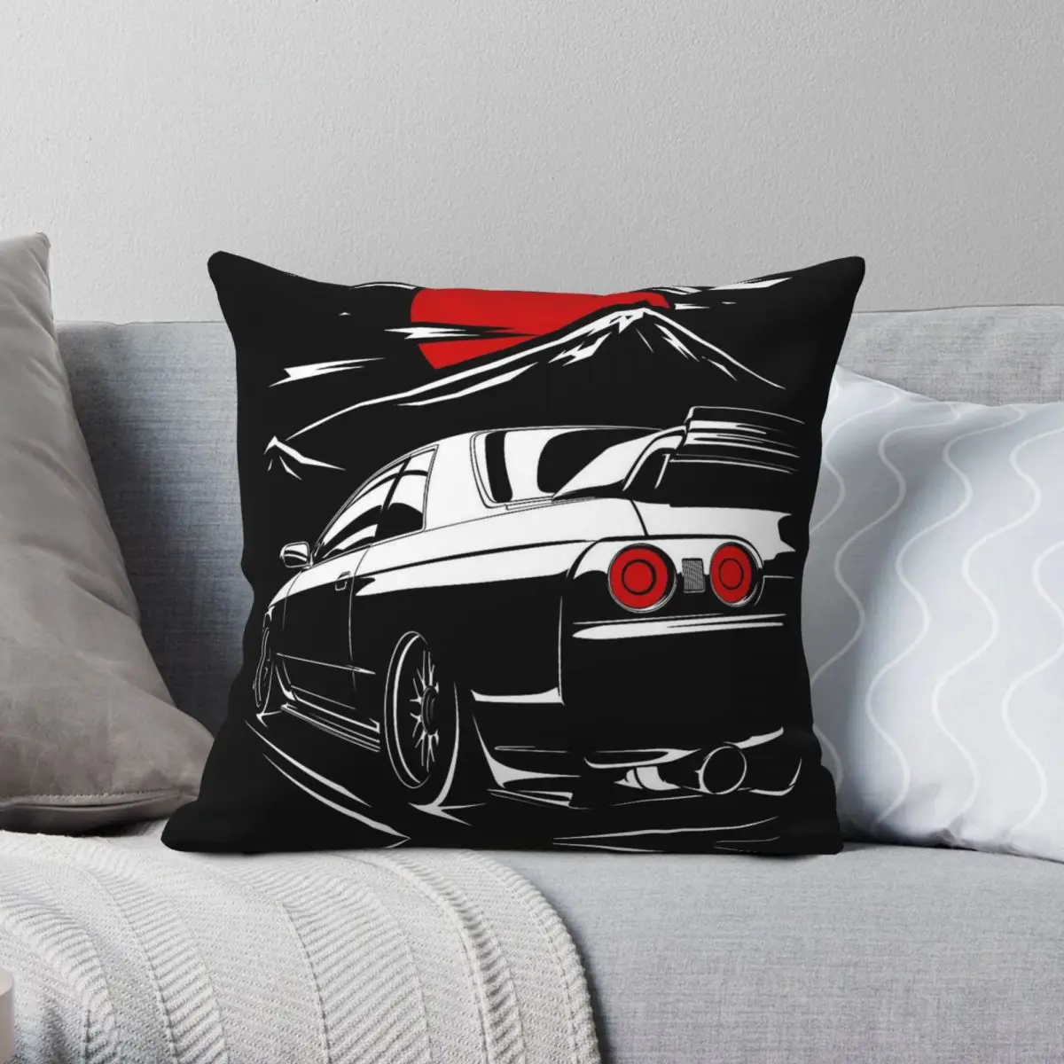 

Skyline GTR R32 Haruna Square Pillowcase Polyester Linen Velvet Pattern Zip Decor Home Cushion Case Wholesale 45x45