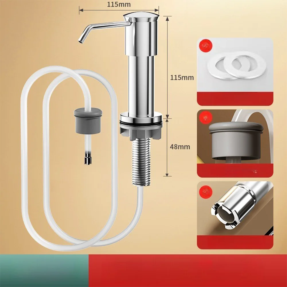 

Дозатор кухонного мыла, насос из нержавеющей стали с удлиненной насадкой для легкого дозирования мыла, масла и моющего средства для мытья посуды