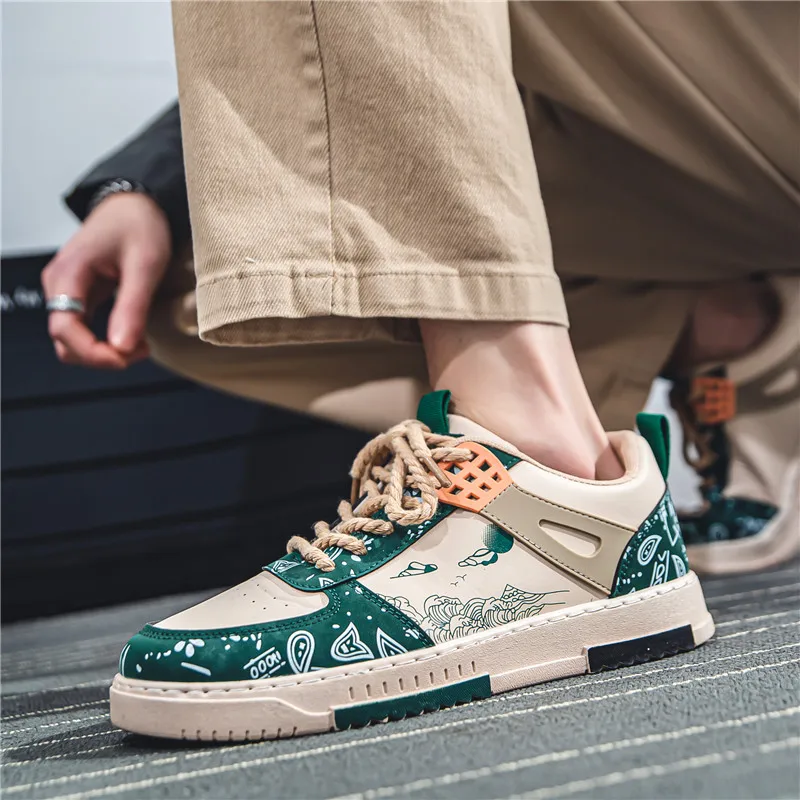 Hot Sale Cheap Skate Shoes Free Shipping Fashion Printed Men's Low Sneakers Skateboard Breathable Sports Shoes Men basket homme