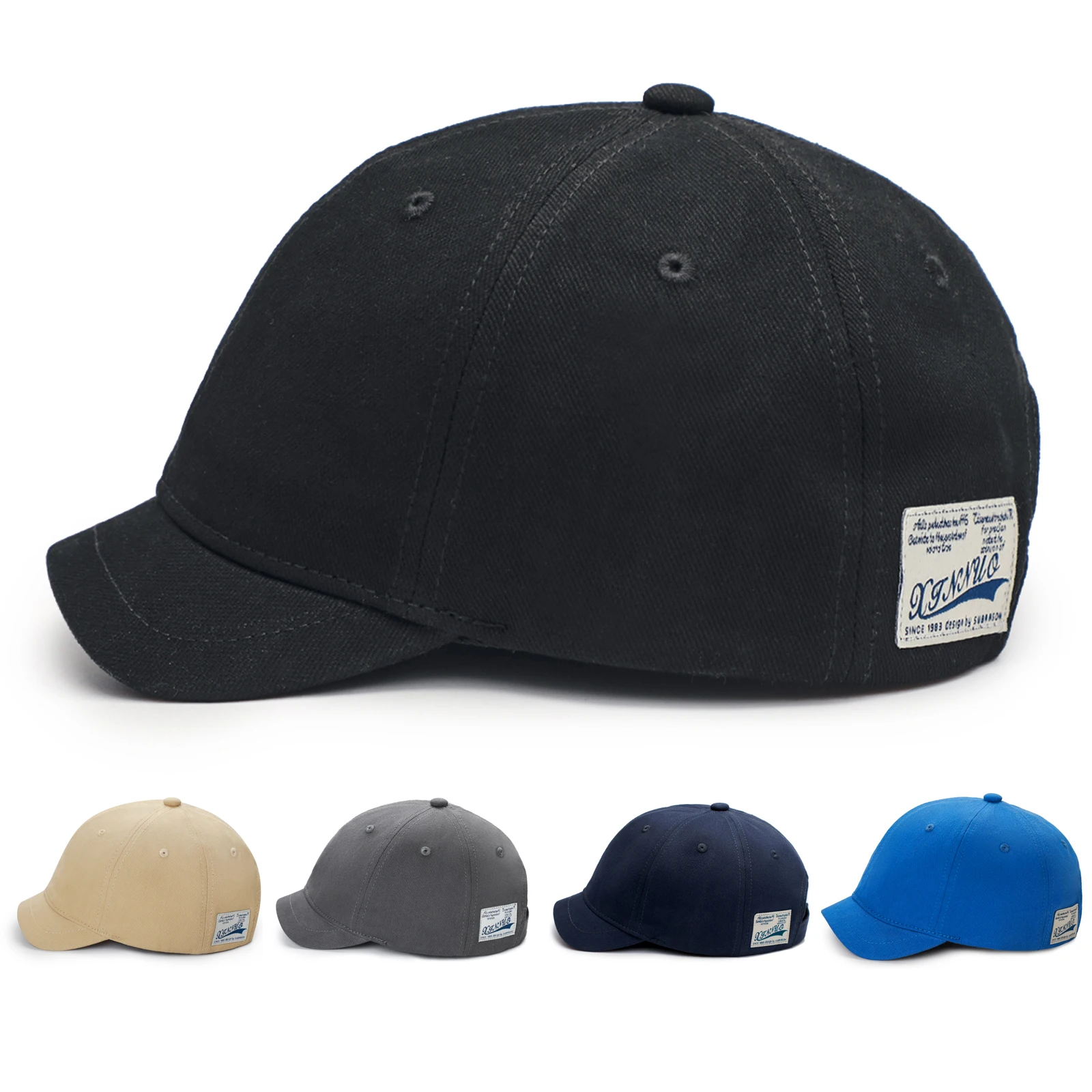 Bawełniana czapka z daszkiem z krótkim rondem Mężczyźni Kobiety Casual Vintage Dad Hat Regulowany styl Trucker Niski profil Czapki Nylonowa taśma zapinająca