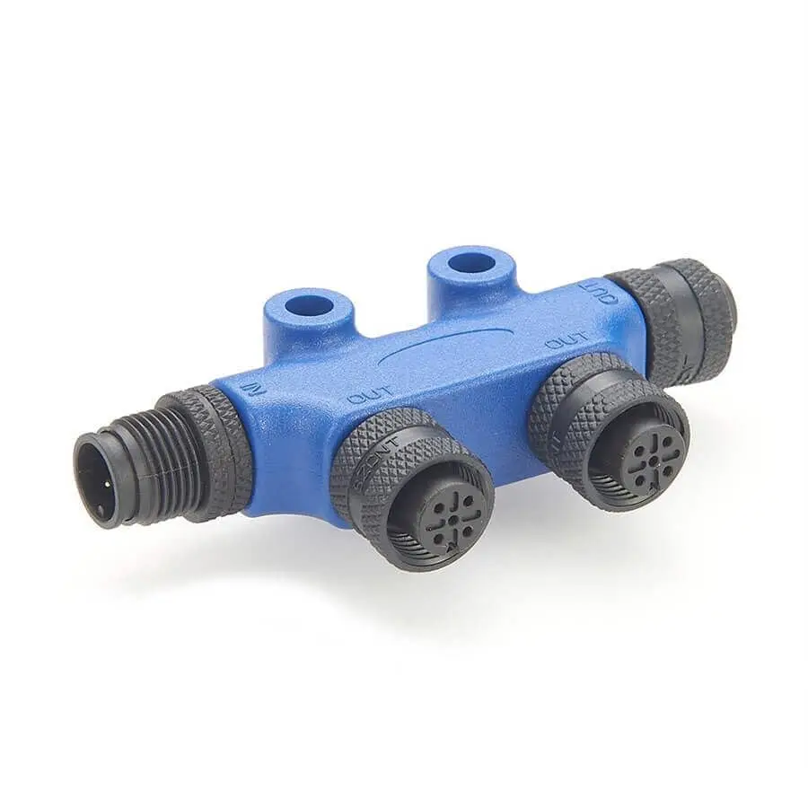 NMEA 2000 Compatible Micro Multi Port T Connector 2 Port M12 5 Pin 3 Female to 5 Pin Male 