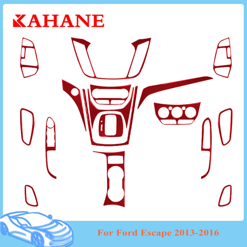 

Car Carbon Fiber Stickers For Ford Escape 2013 2014 2015 2016 Center Control Panel Decorative Interior Cover Trim Accessories